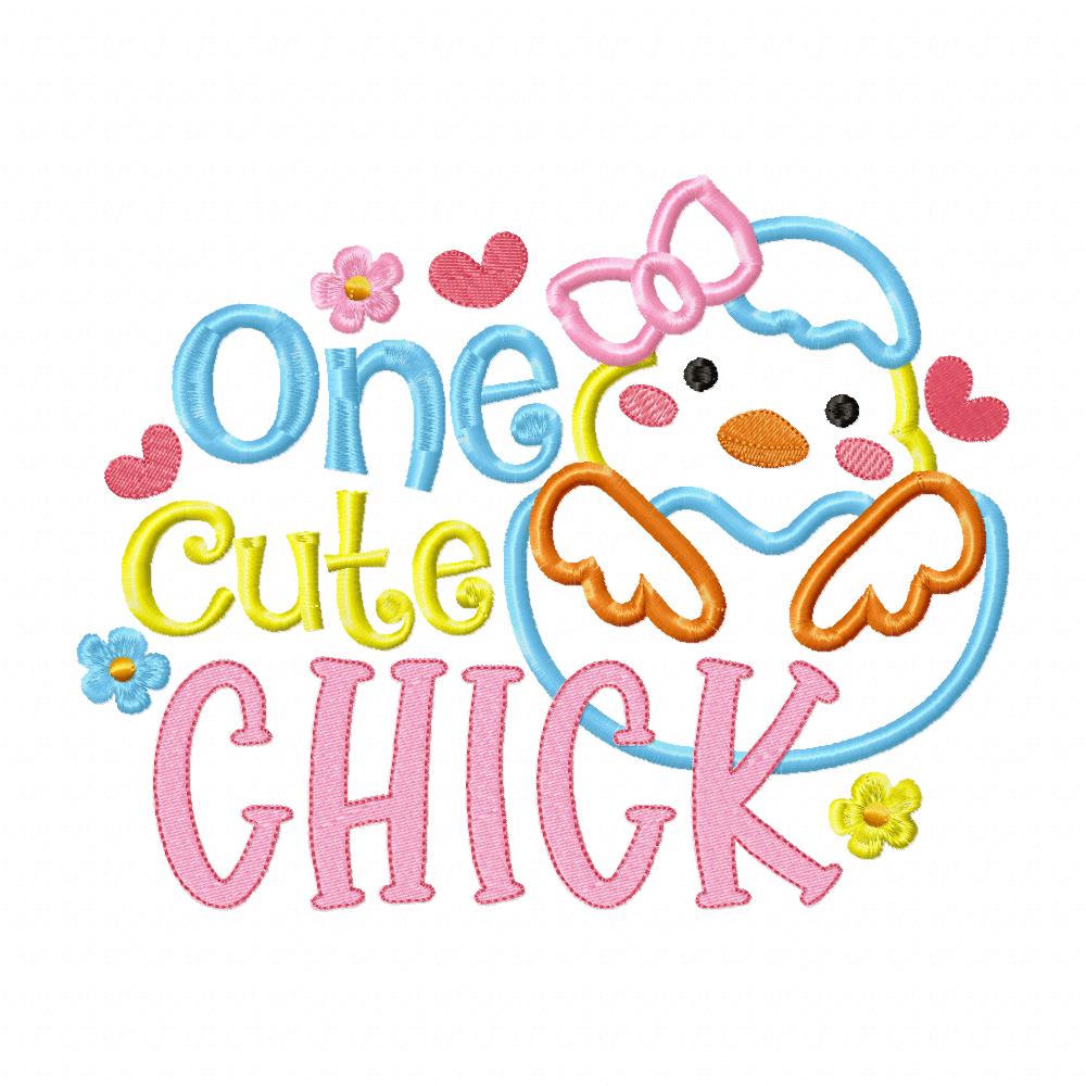 One Cute Chick - Applique - Machine Embroidery Design