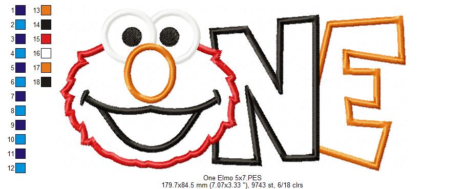 Little Red Monster One - Applique - Machine Embroidery Design