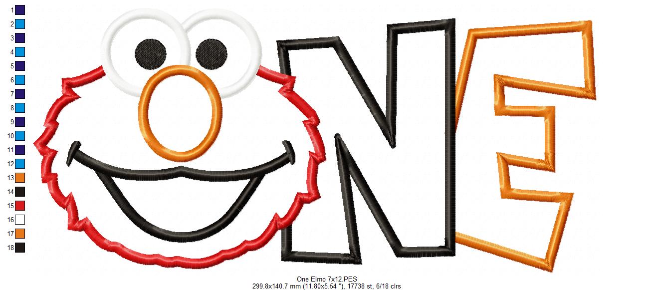 Little Red Monster One - Applique - Machine Embroidery Design