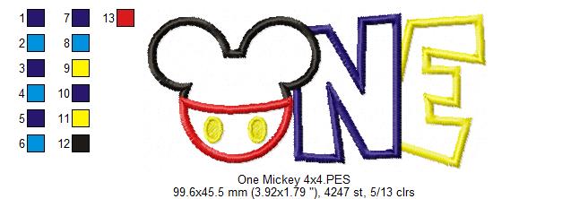 Mouse Ears Boy One - Applique Embroidery