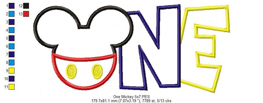 Mouse Ears Boy One - Applique Embroidery