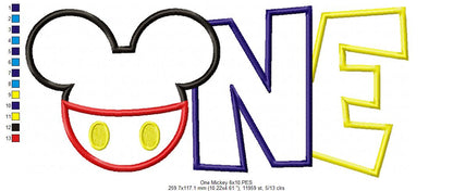 Mouse Ears Boy One - Applique Embroidery