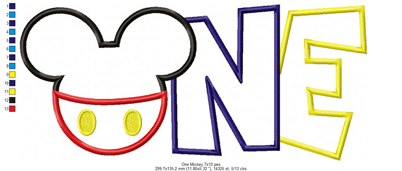 Mouse Ears Boy One - Applique Embroidery