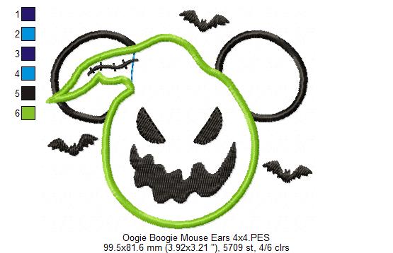 Oogie Boogie Mouse Ears Boy - Applique Embroidery