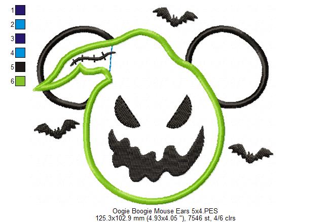 Oogie Boogie Mouse Ears Boy - Applique Embroidery