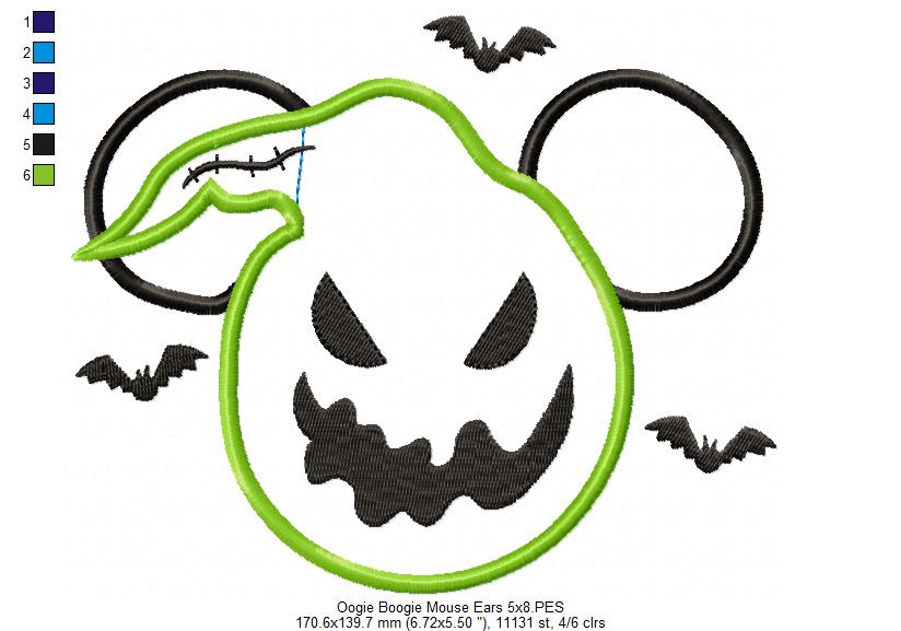 Oogie Boogie Mouse Ears Boy - Applique Embroidery