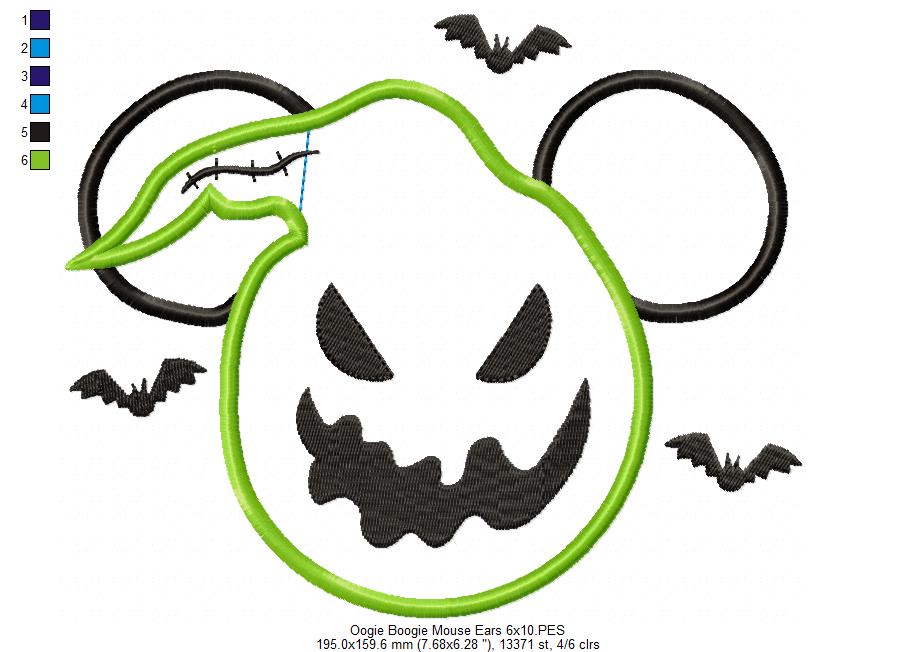 Oogie Boogie Mouse Ears Boy - Applique Embroidery