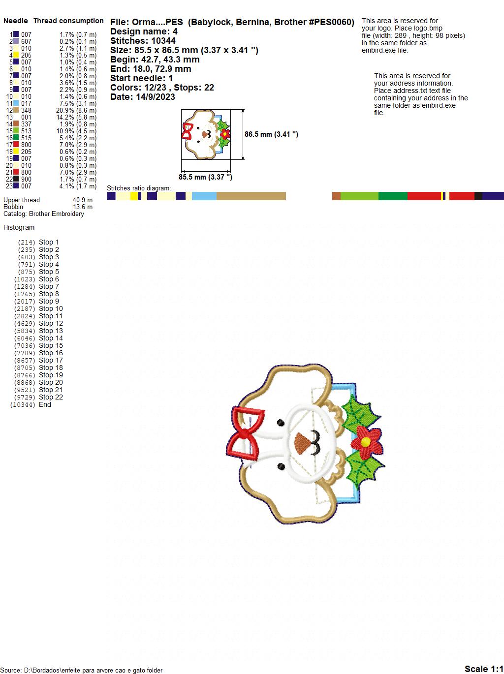 Dog and Cat Christmas Ornaments Set - ITH Project - Machine Embroidery Design