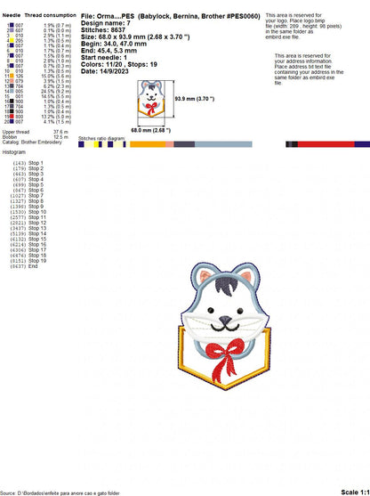 Dog and Cat Christmas Ornaments Set - ITH Project - Machine Embroidery Design