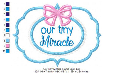 Our Tiny Miracle Frame with Bow - Applique Embroidery