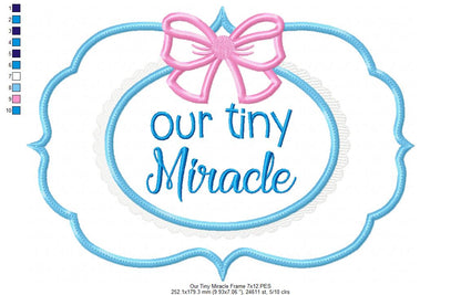 Our Tiny Miracle Frame with Bow - Applique Embroidery