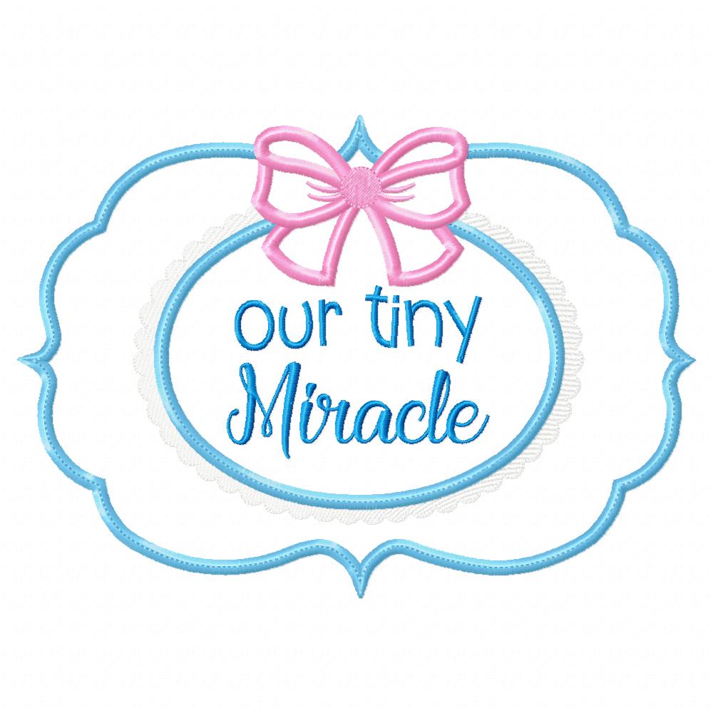 Our Tiny Miracle Frame with Bow - Applique Embroidery