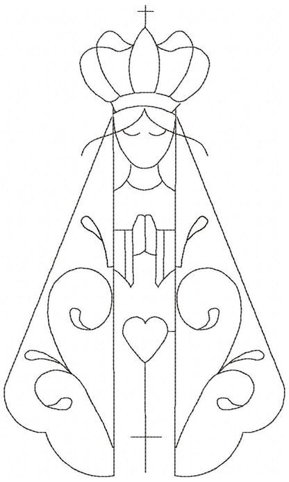 Angel Our Lady Virgin Mary - Redwork Stitch - Machine Embroidery Design
