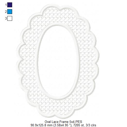 Delicate Oval Lace Frame - Applique - Machine Embroidery Design