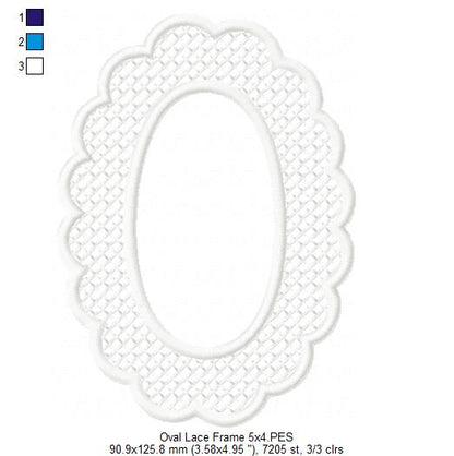 Delicate Oval Lace Frame - Applique - Machine Embroidery Design