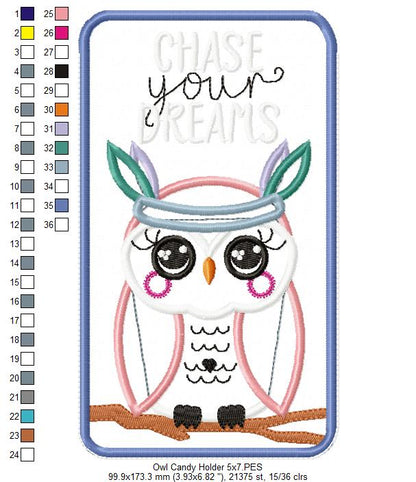 Boho Owl Candy Holder - ITH Project - Machine Embroidery Design
