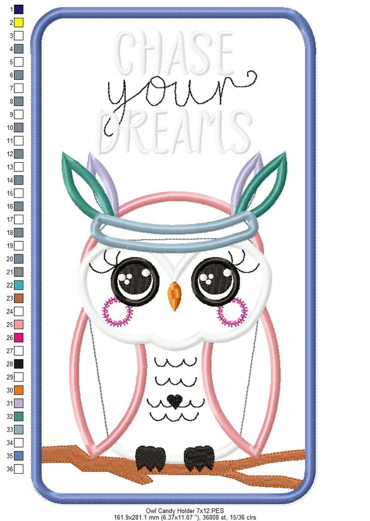 Boho Owl Candy Holder - ITH Project - Machine Embroidery Design