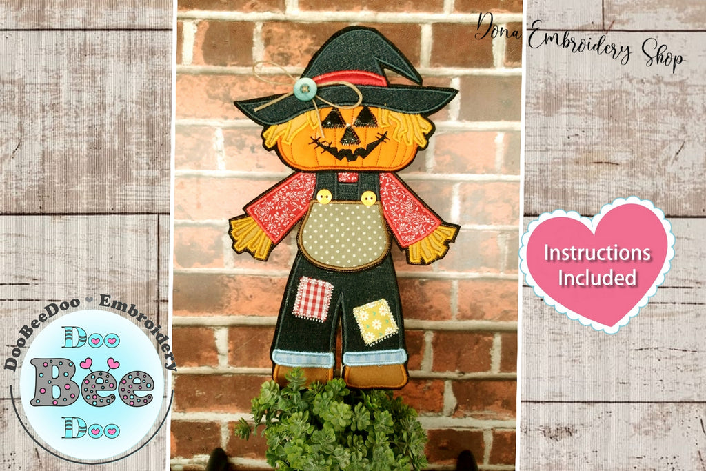 Cute Scarecrow Ornament - ITH Project - Machine Embroidery Design