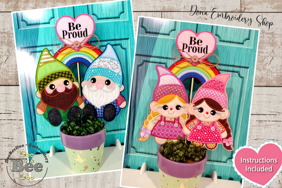 LGBT Gnome Couples Ornament Pack- ITH Project - Machine Embroidery Design