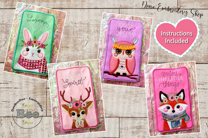 Boho Animals Candy Holder Set of 4 Designs - ITH Project - Machine Embroidery Design