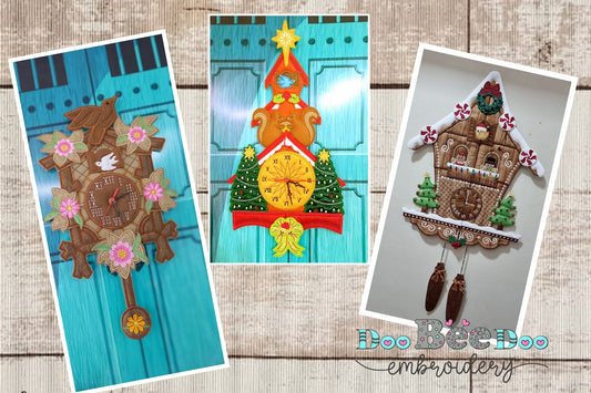 🎄✨ Festive Cuckoo Clocks Super Trio - ITH Project - Machine Embroidery Design