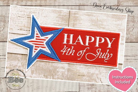 Happy 4th of July Bookmarker - ITH Project - Machine Embroidery Design