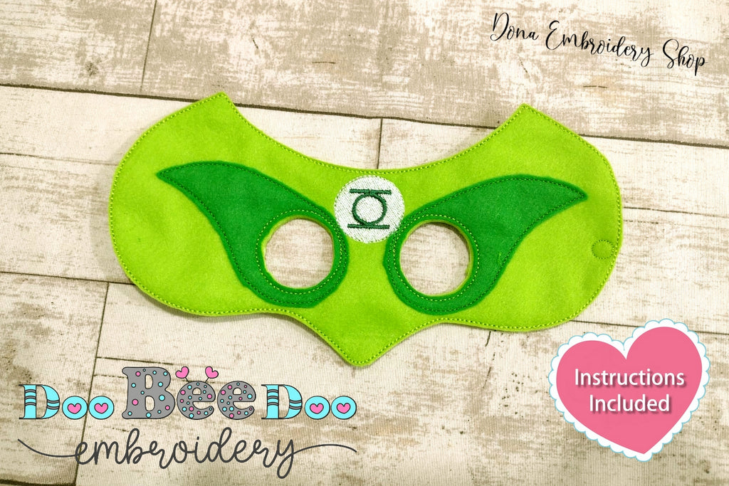 Green Lantern Mask ITH Project - Applique - Machine Embroidery Design