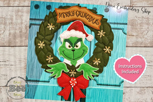 Merry Grinchmas Wreath - ITH Project - Machine Embroidery Design