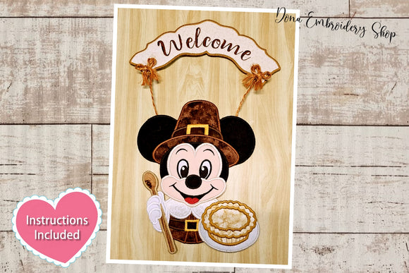 Fall Mickey Ornament - ITH Project - Machine Embroidery Design