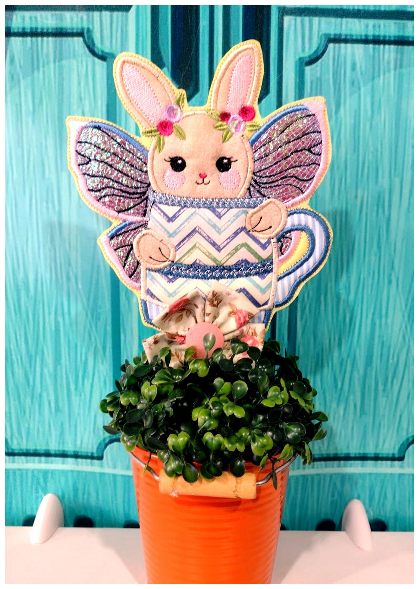 Pixie Bunny Ornament - ITH Project - Machine Embroidery Design