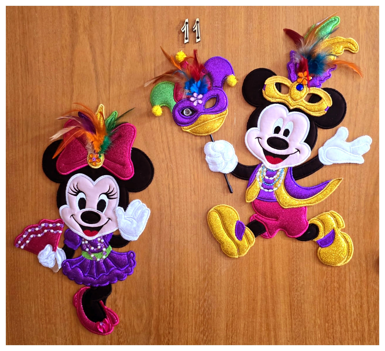 Mickey and Minne Mardi Gras Set of 2 Designs - ITH Project - Machine Embroidery Design