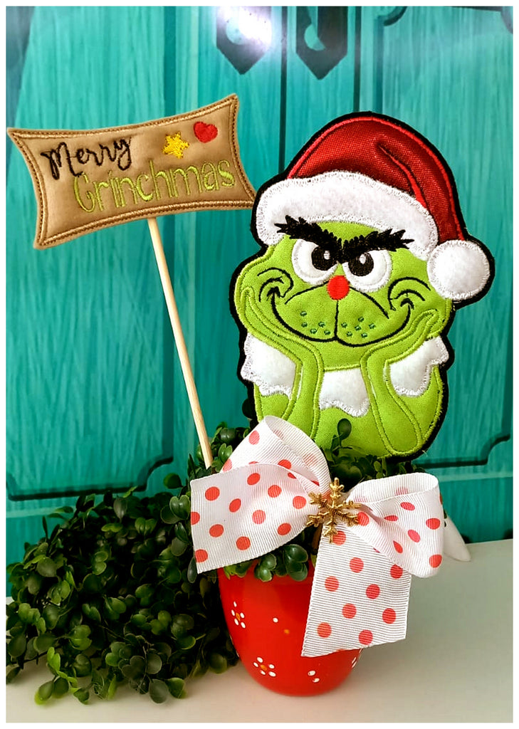 Merry Grinchmas Ornament - ITH Project - Machine Embroidery Design