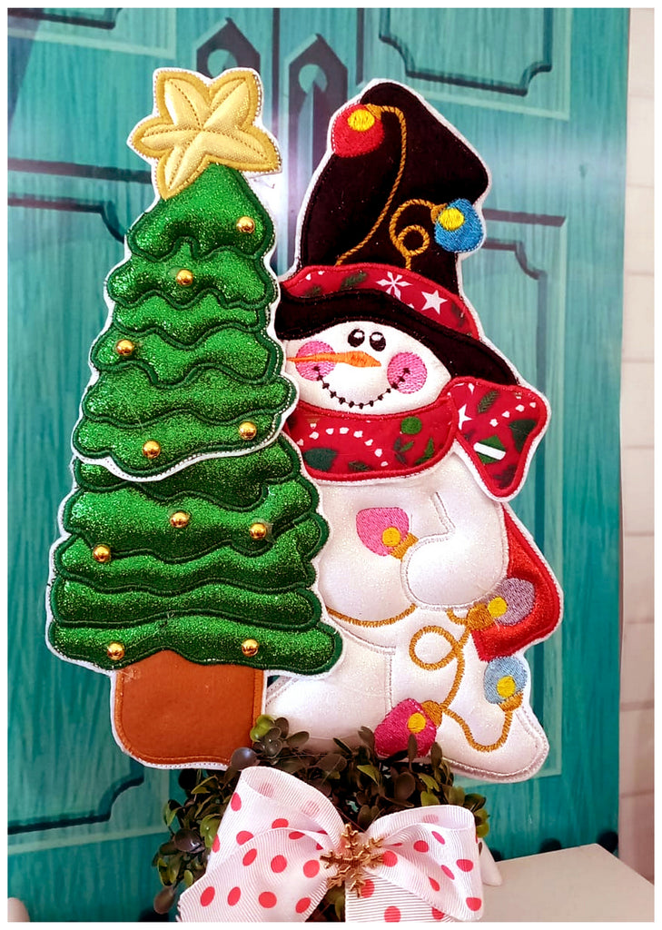 Snowman and Christmas Tree - ITH Project - Machine Embroidery Design