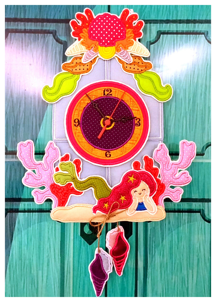 Mermaid Clock Ornament - ITH Project - Machine Embroidery Design