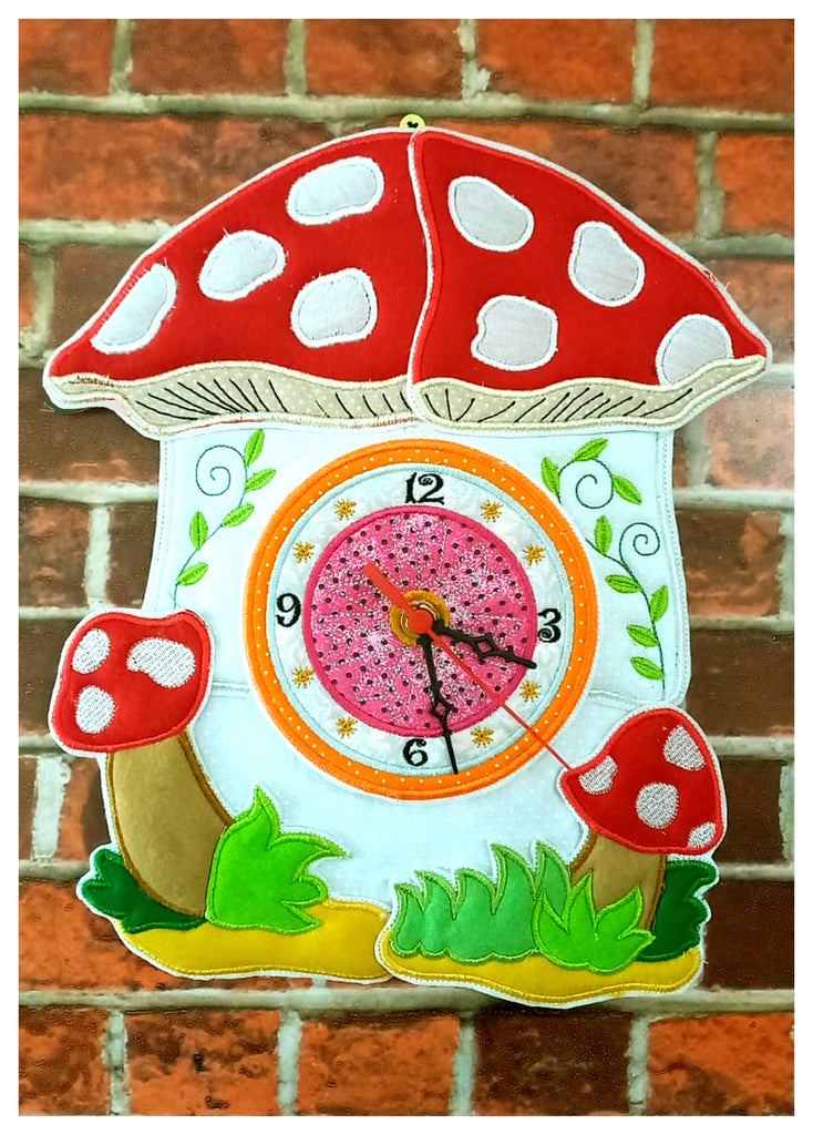 Mushroom Clock - ITH Project - Machine Embroidery Design