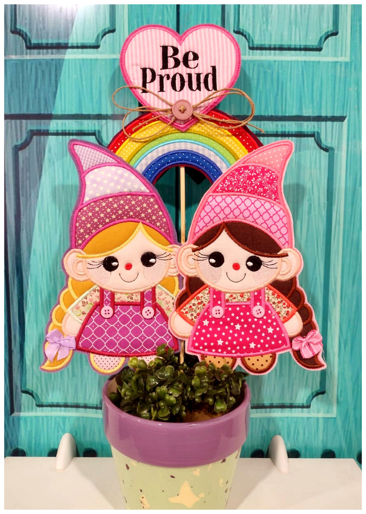 LGBT Gnome Couple Ornament - ITH Project - Machine Embroidery Design