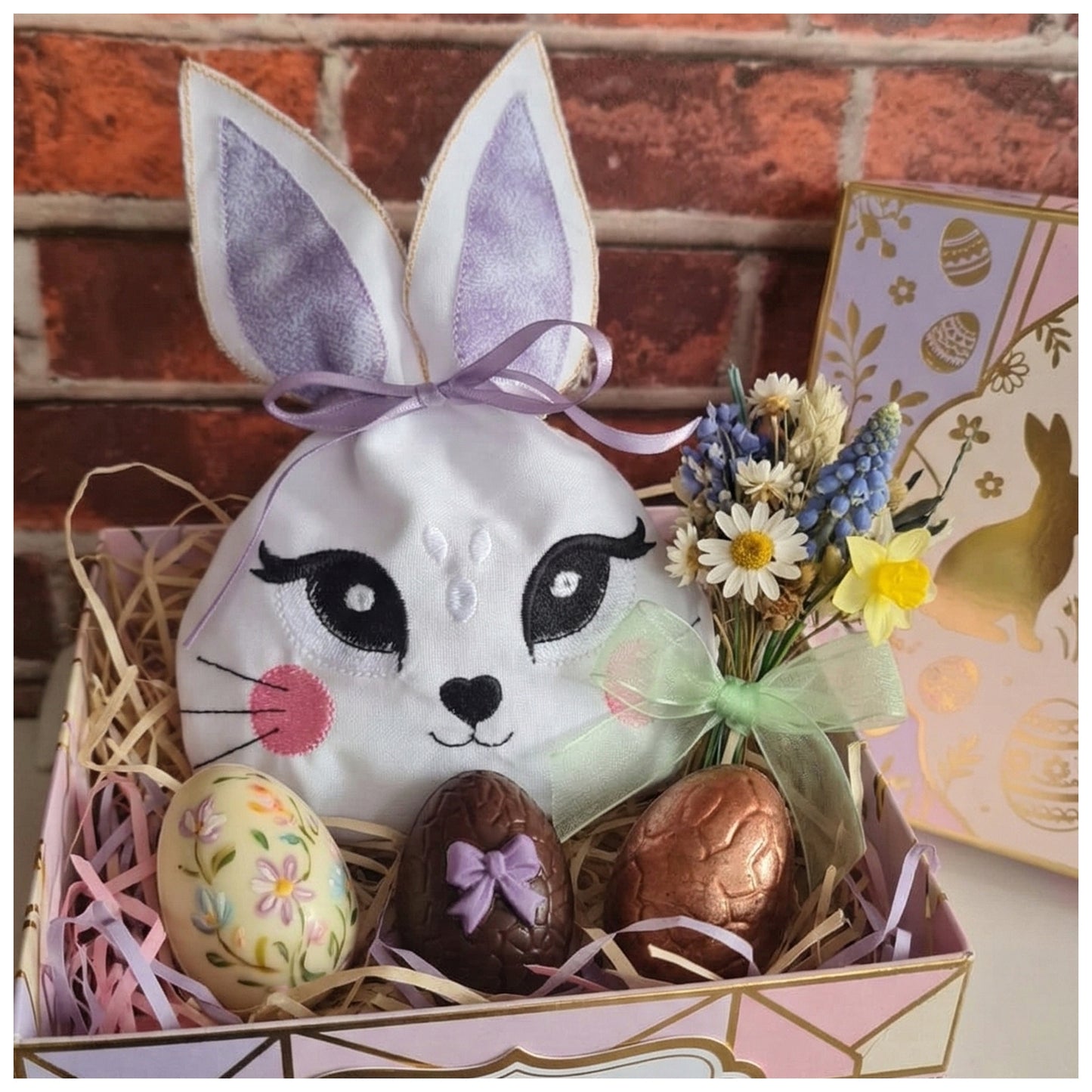 Cute Lilac Bunny Candy Bag   - ITH Project - Machine Embroidery Design