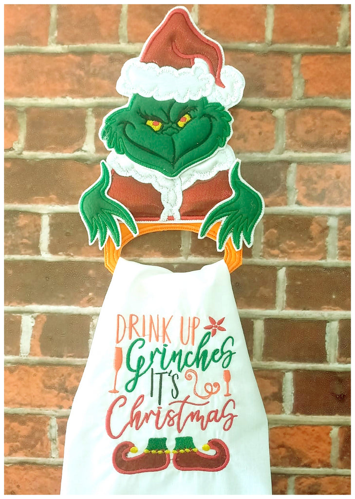 The Grinch Dish Cloth Hanger Set - ITH Project - Machine Embroidery Design