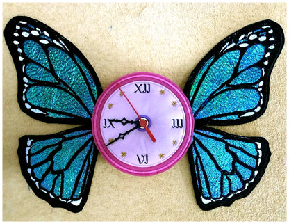 Sewing Time and Butterfly Clocks Set of 2 Designs- ITH Project - Machine Embroidery Design
