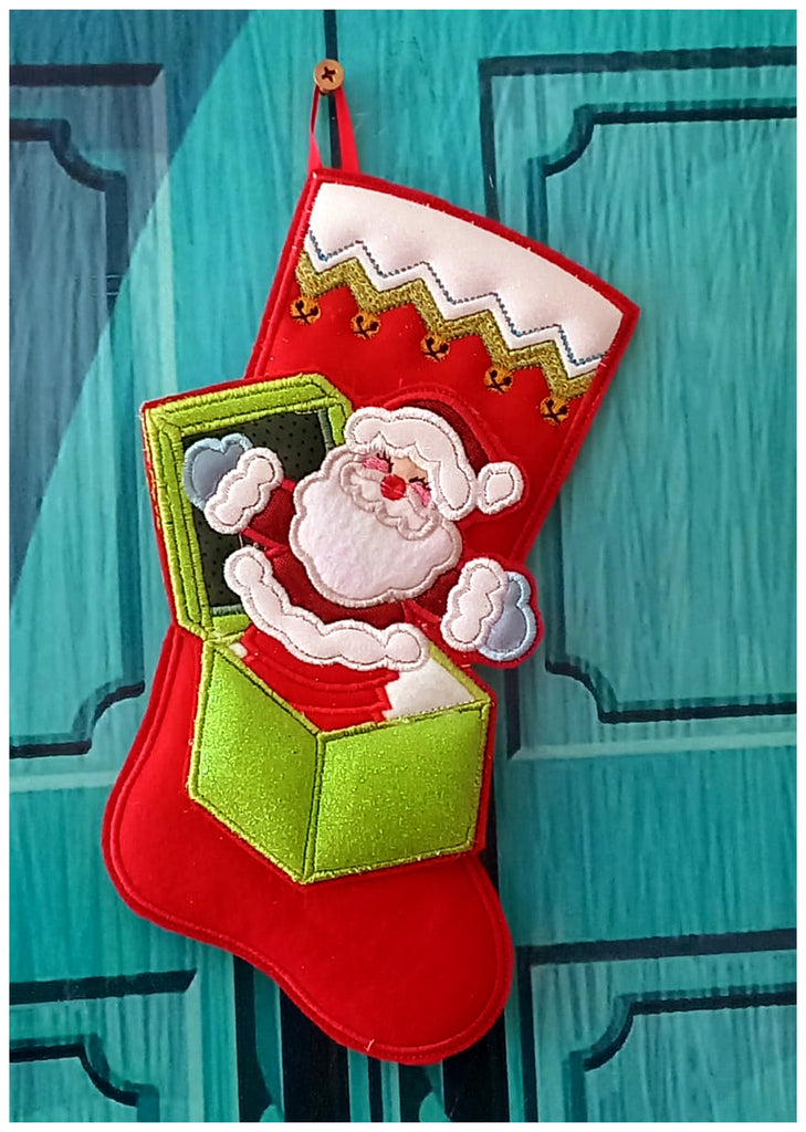 Cute Santa Boot Ornament - ITH Project - Machine Embroidery Design