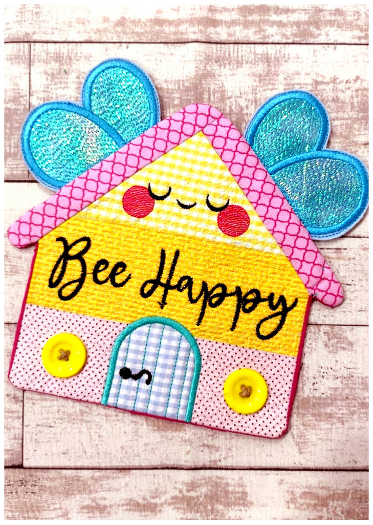 Bee Happy Mug Rug - ITH Project - Machine Embroidery Design