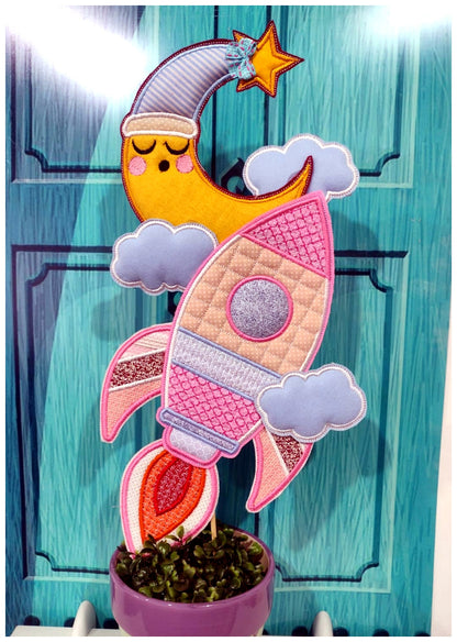 Cute Rocket Ornament - ITH Project - Machine Embroidery Design