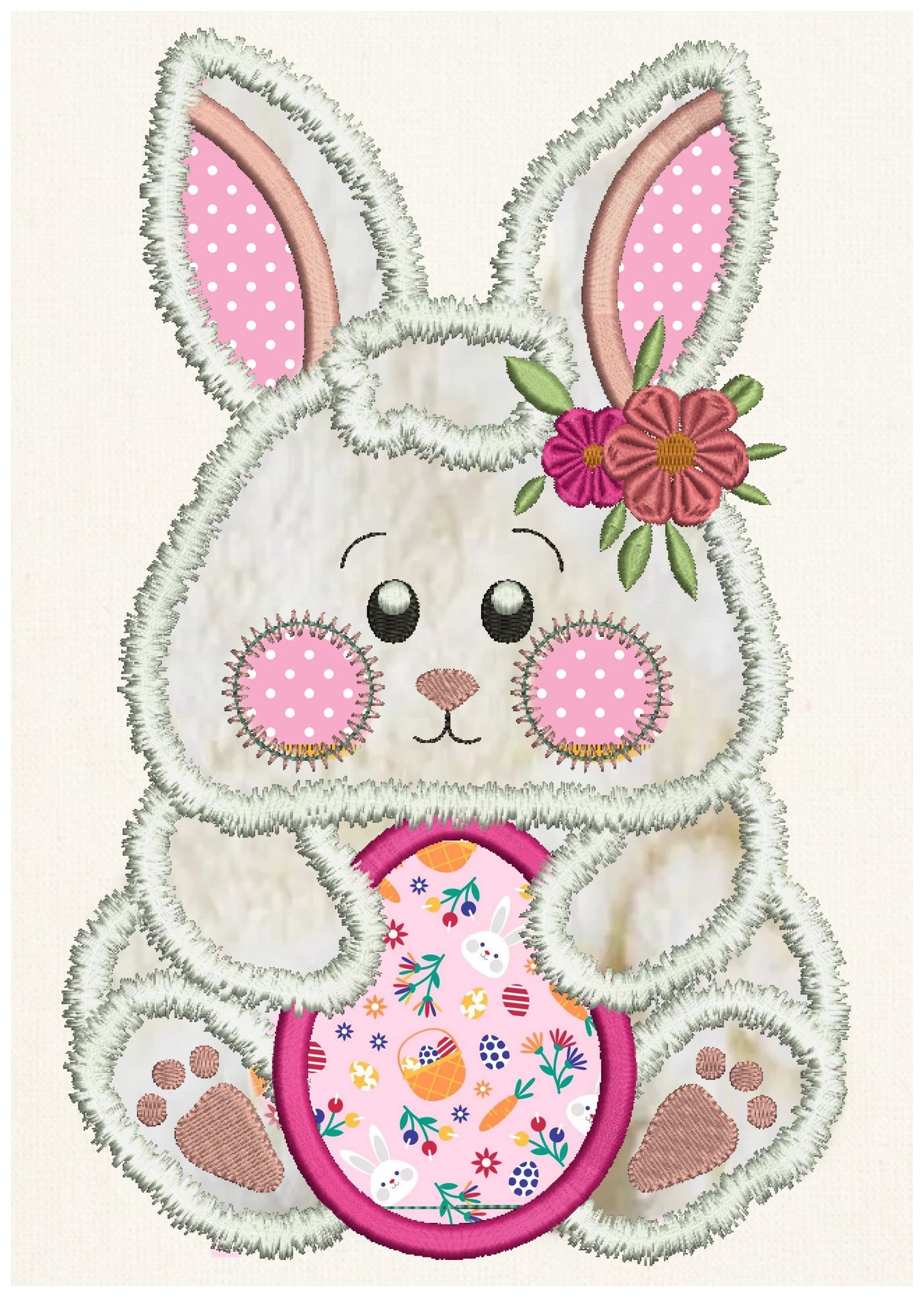 Cute Bunny holding egg - Applique