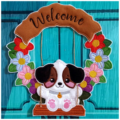 Dog Floral Wreath - ITH Project - Machine Embroidery Design