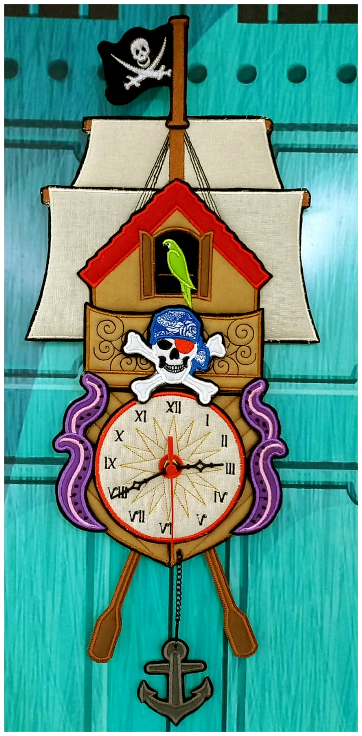 Pirate Ship Cuckoo Clock - ITH Project - Machine Embroidery Design