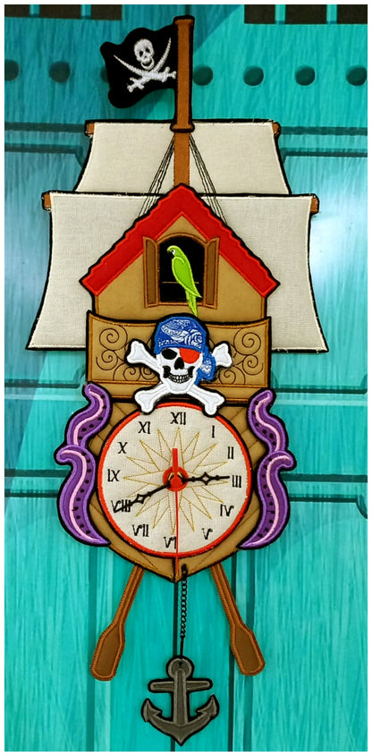 Pirate Ship Cuckoo Clock - ITH Project - Machine Embroidery Design