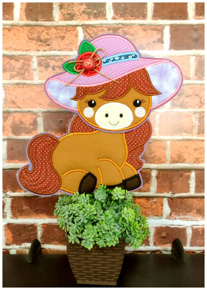 Horse with Hat Ornament - ITH Project - Machine Embroidery Design
