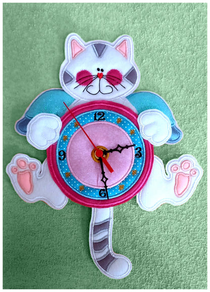 Angel Cat Clock - ITH Project - Machine Embroidery Design