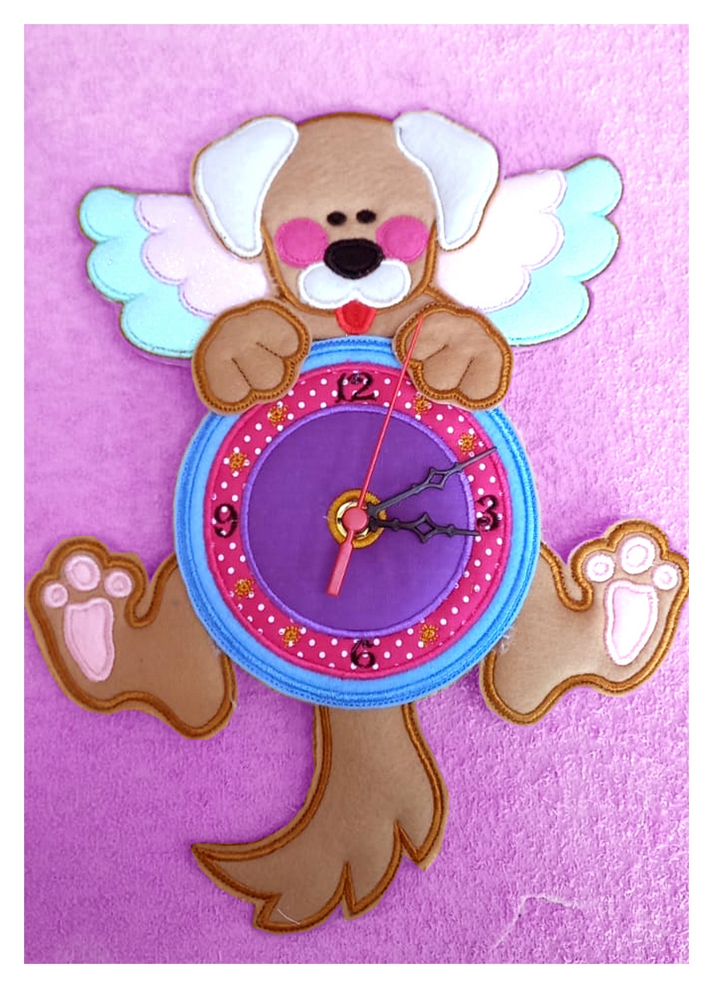 Angel Dog Clock - ITH Project - Machine Embroidery Design
