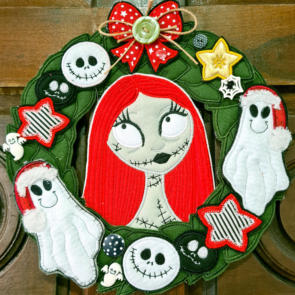 Sally Skellington Christmas Wreath - ITH Project - Machine Embroidery Design